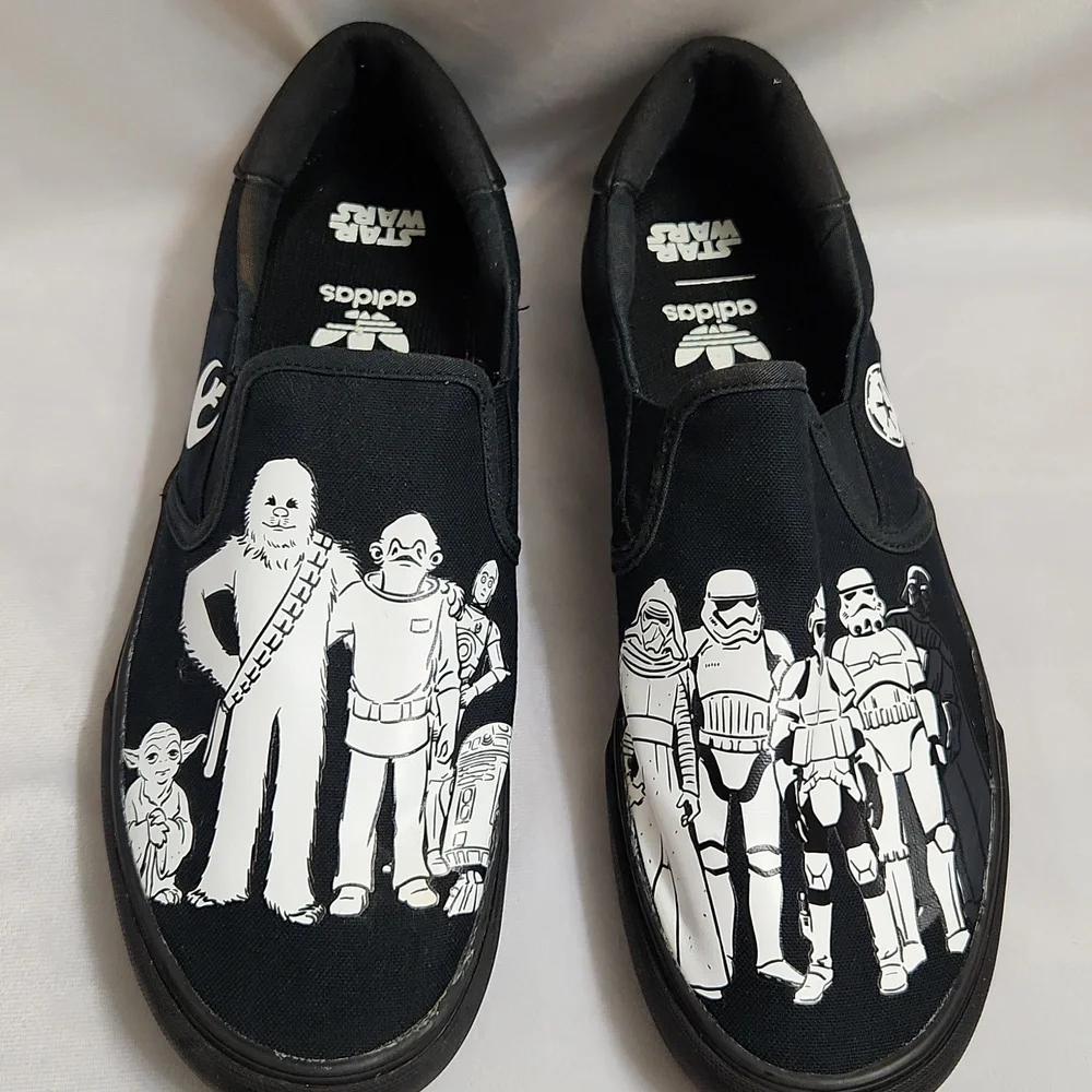 Adidas X Star Wars Court Rallye Black White Canvas Slip-On Sneakers (M Size 11)